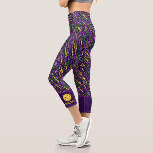 Leggings Capri Festif Mardi Gras Streamers Amusant Pickleball Per