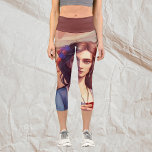 Leggings Capri Festival des visages<br><div class="desc">La scène est pleine de gens qui profitent de l'ambiance animée d'un marché fermier ou d'une fête en plein air. Au centre de l'image se trouve une femme aux cheveux ondulés foncés, ornée d'un accessoire de fleurs, habillée d'une robe bleue avec un vêtement intérieur blanc. Son expression calme et contemplative...</div>