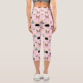 Leggings Capri Festive Chat Faces en Motif Casquette de vacances (Verso)