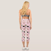 Leggings Capri Festive Chat Faces en Motif Casquette de vacances (Verso)
