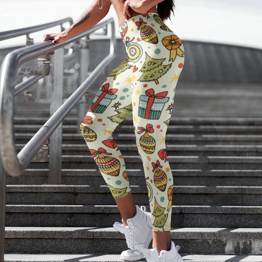 Leggings Capri Fêtes de Noël Whimsical Festive saisonnier