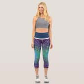 Leggings Capri Feu d'artifice Capris sur Arrière - plan Vert Bleu (Recto)