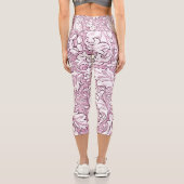 Leggings Capri Feuillage orné rose rose (Verso)