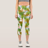 Leggings Capri Feuillage tropical Blanc d'été (Recto)
