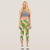 Leggings Capri Feuillage tropical Blanc d'été (Recto)