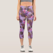 Leggings Capri Feuillage tropical violet d'été (Recto)