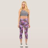 Leggings Capri Feuillage tropical violet d'été (Recto)