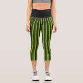 Leggings Capri Feuille de palme Tropical Vert Clair Verticale (Recto)