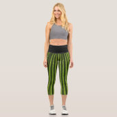 Leggings Capri Feuille de palme Tropical Vert Clair Verticale (Recto)