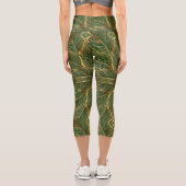 Leggings Capri Feuille d'or Forêt verte Élégant Motif (Verso)
