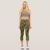 Leggings Capri Feuille d'or Forêt verte Élégant Motif (Recto)