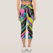 Leggings Capri Feuille tropicale Abstraite vibrante multicolore (Verso)