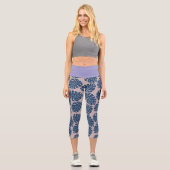Leggings Capri Feuille Tropicale Monstera Gris Bleu (Recto)