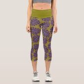 Leggings Capri Feuille Tropicale Monstera Vert Violet (Recto)