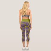Leggings Capri Feuille Tropicale Monstera Vert Violet (Verso)