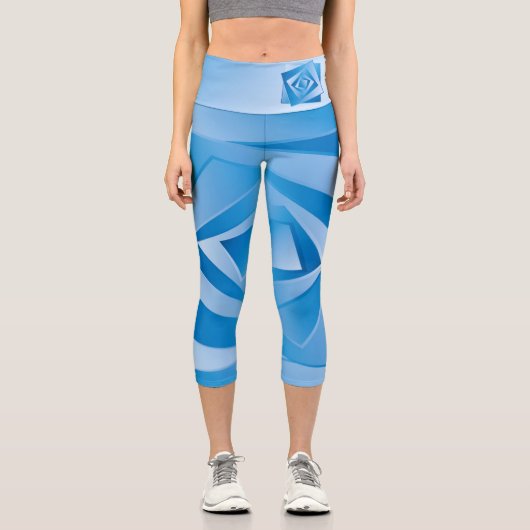 Leggings Capri Feuilles Bleues (Recto)