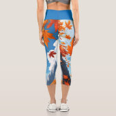 Leggings Capri Feuilles bleues d'automne (Verso)