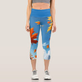 Leggings Capri Feuilles bleues d'automne (Recto)