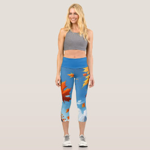 Leggings Capri Feuilles bleues d'automne
