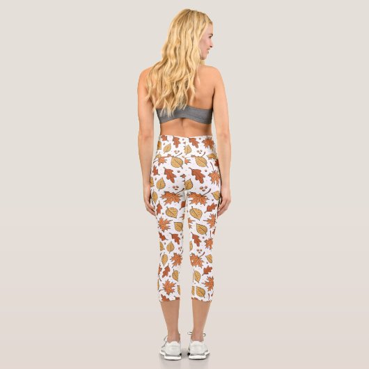 Leggings Capri Feuilles d'automne et Motif d'Acorns (Verso)