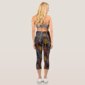 Leggings Capri Feuilles d'automne rétro (Verso)