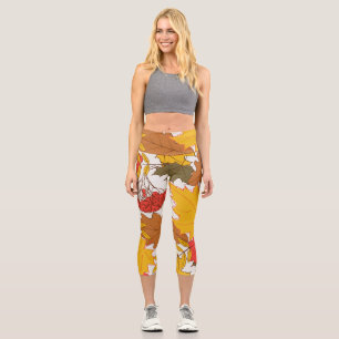 Leggings Capri Feuilles d'automne, simple motif transparent