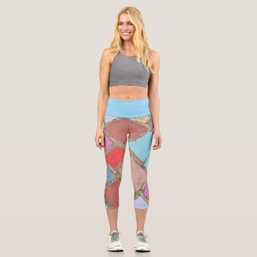Leggings Capri feuilles empreintes (Recto)