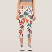 Leggings Capri Feuilles et baies éparpillés (Recto)