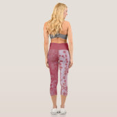 Leggings Capri Feuilles rouges et roses (Verso)