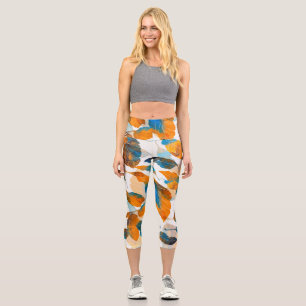 Leggings Capri Feuilles Silhouette : aquarelle, PA sans fil numér
