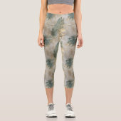 Leggings Capri Feuilles tropicaux Gold Green (Recto)