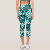 Leggings Capri Feuilles tropicaux : Motif Floral sans joint. (Verso)