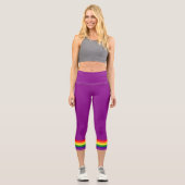Leggings Capri Fierté de bande arc-en-ciel violet 6 couleurs (Recto)