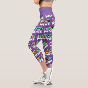 Leggings Capri Fierté LGBTQ L'amour gagne Rainbow Purple