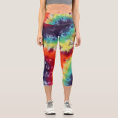 Leggings Capri Fièvre Hippie Tie Dye arc en ciel (Recto)