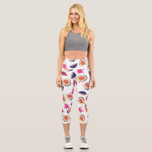 Leggings Capri Figes fraîches Aquarelle de jus rose