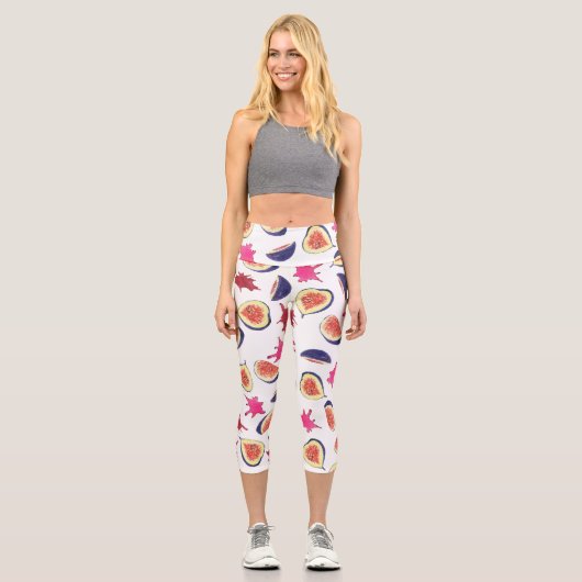 Leggings Capri Figes fraîches Aquarelle de jus rose (Recto)