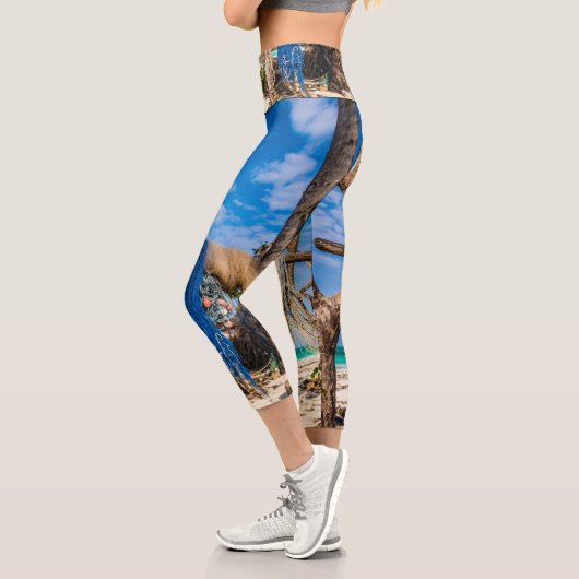 Leggings Capri Filets de pêche séchant sur la plage (Gauche)