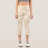 Leggings Capri Fille Blanc Mandala Or Floral (Recto)