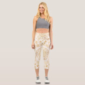 Leggings Capri Fille Blanc Mandala Or Floral (Recto)
