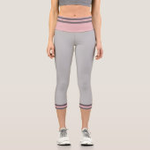 Leggings Capri Fille couleur solide clair gris clair ligne de ban (Recto)