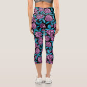 Leggings Capri Fille moderne violet Turquoise vert Floral Aquarel (Verso)