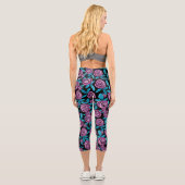 Leggings Capri Fille moderne violet Turquoise vert Floral Aquarel (Verso)