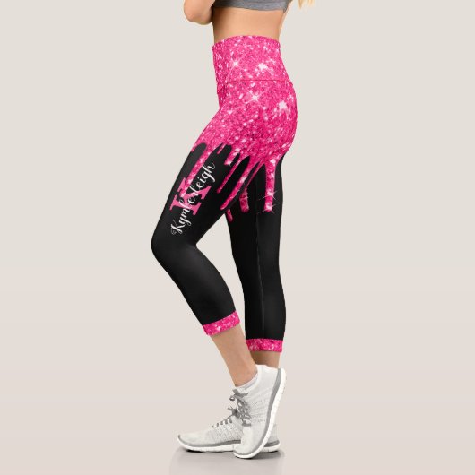 Leggings Capri Fille Noir Hot Rose Parties scintillant Drivers No (Gauche)