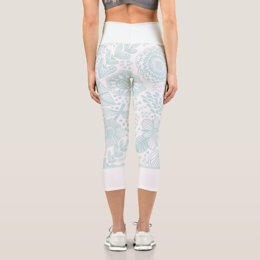 Leggings Capri fillette florale délicate bleu pastel (Verso)