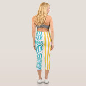 Leggings Capri Fissures et torsades en Turquoise et Jaune (Verso)