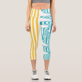 Leggings Capri Fissures et torsades en Turquoise et Jaune (Recto)