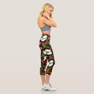Leggings Capri Flamant rose Fleurs Motif