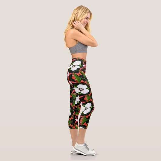 Leggings Capri Flamant rose Fleurs Motif (Droite)