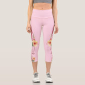 Leggings Capri Flamant rose floral adorable (Recto)